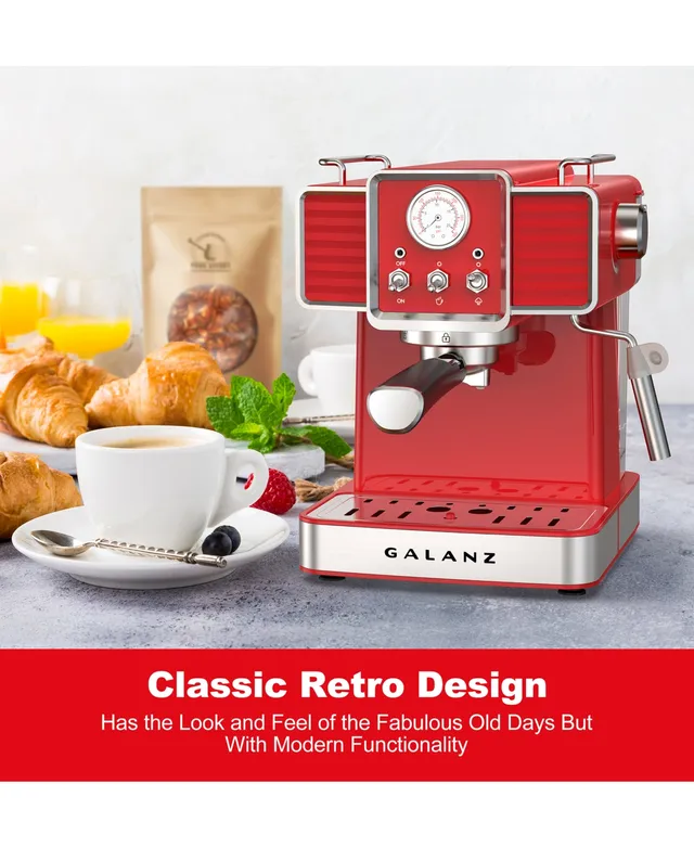 Galanz 2-Cup Retro Espresso Machine with Milk Frother - Macy's