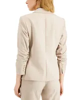Tahari Asl Women's Ruched-Sleeve One-Button Blazer