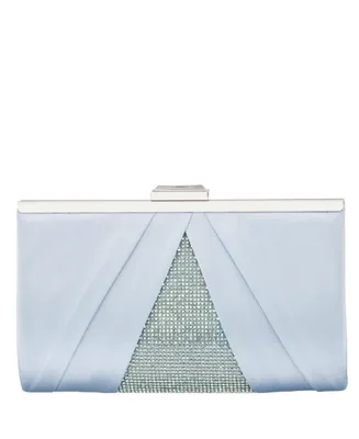 Women's Pleated Stain Crystal Frame Clutch