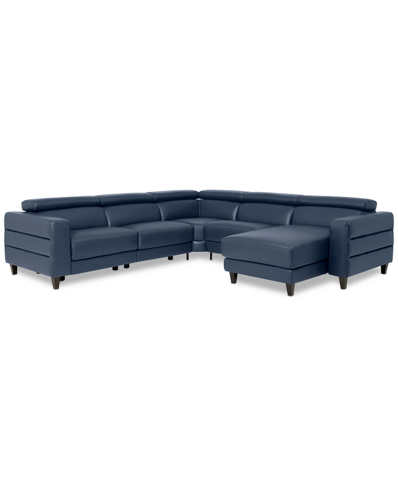 Silvanah -Pc. Leather Sectional with Storage Chaise and 2 Power Recliners