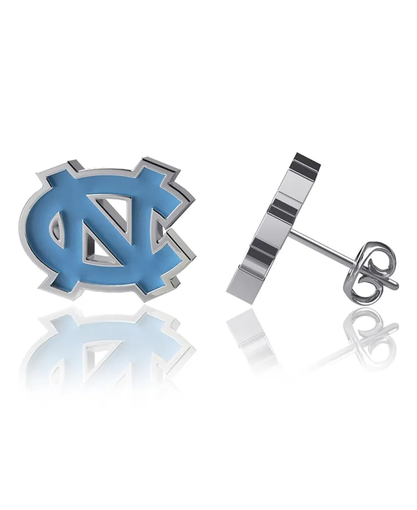 Women's Dayna Designs North Carolina Tar Heels Silver-Tone Enamel Post Earrings - Silver