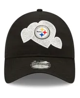 Little Girls New Era Black Pittsburgh Steelers Hearts 9Twenty Adjustable Hat