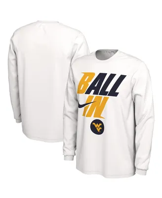 Men's Nike White West Virginia Mountaineers Ball Bench Long Sleeve T-shirt