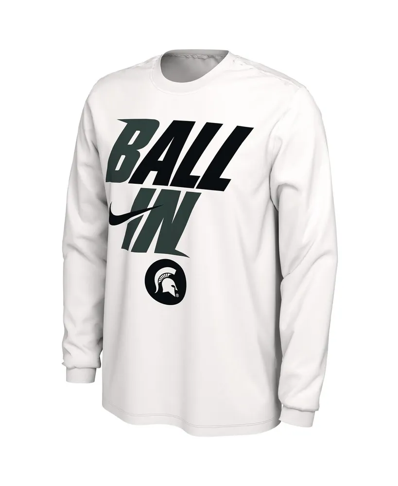 Men's Nike White Michigan State Spartans Ball Bench Long Sleeve T-shirt