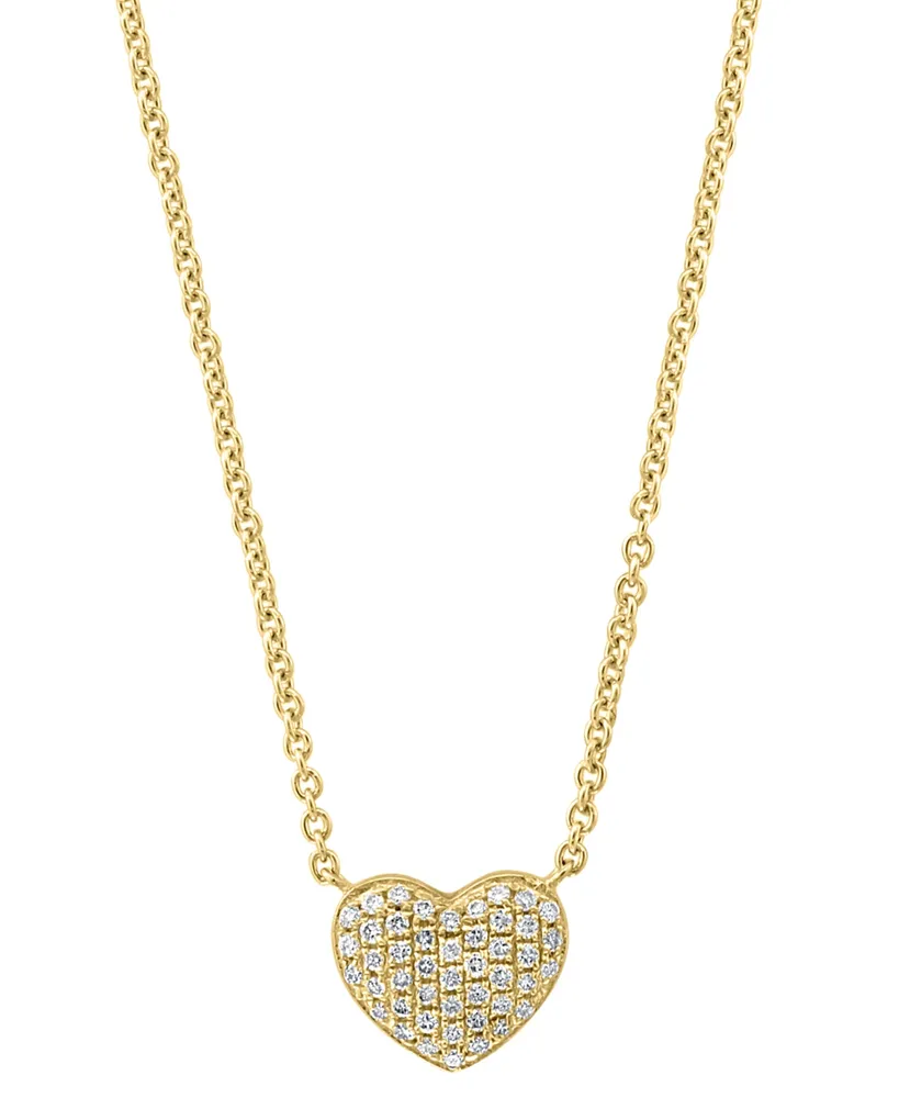 Effy Diamond Pave Heart 18" Pendant Necklace (1/8 ct. t.w.) Sterling Silver or 14k Gold-Plated