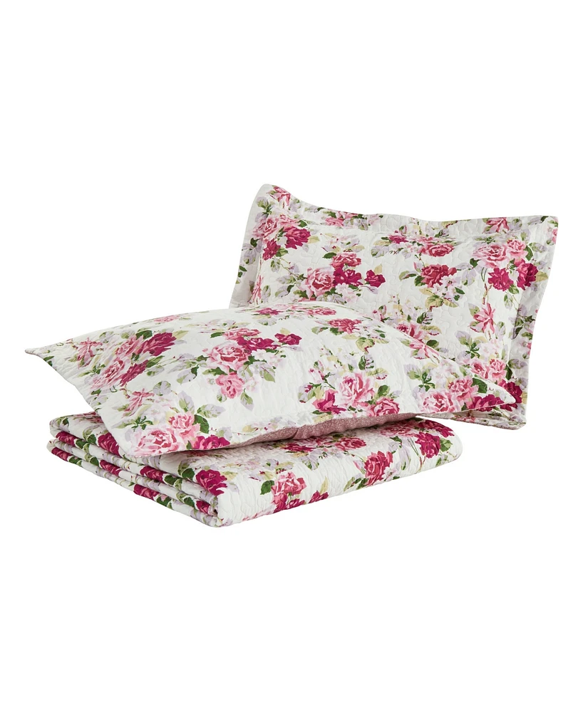 Laura Ashley Lidia Cotton Reversible 3 Piece Quilt Set, King