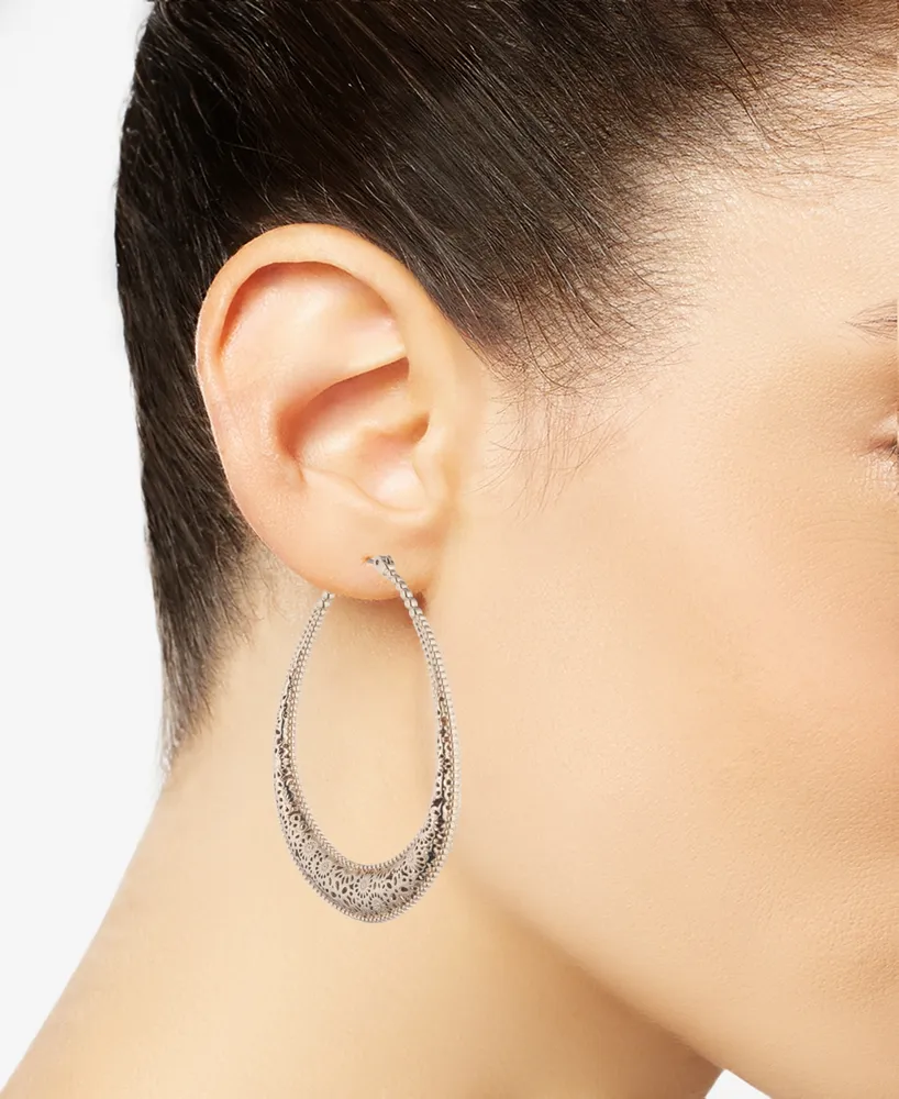 Marchesa Gold-Tone Large Domed Filigree Hoop Earrings