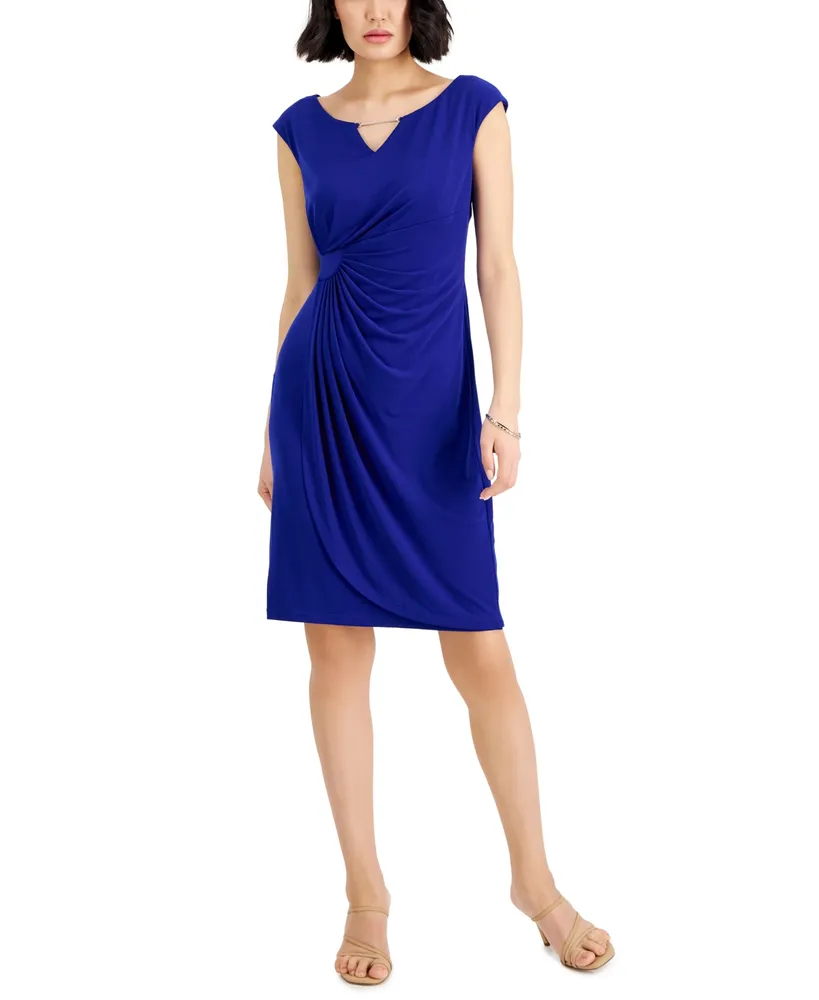 Connected Petite Cap Sleeve Side Tab Dress