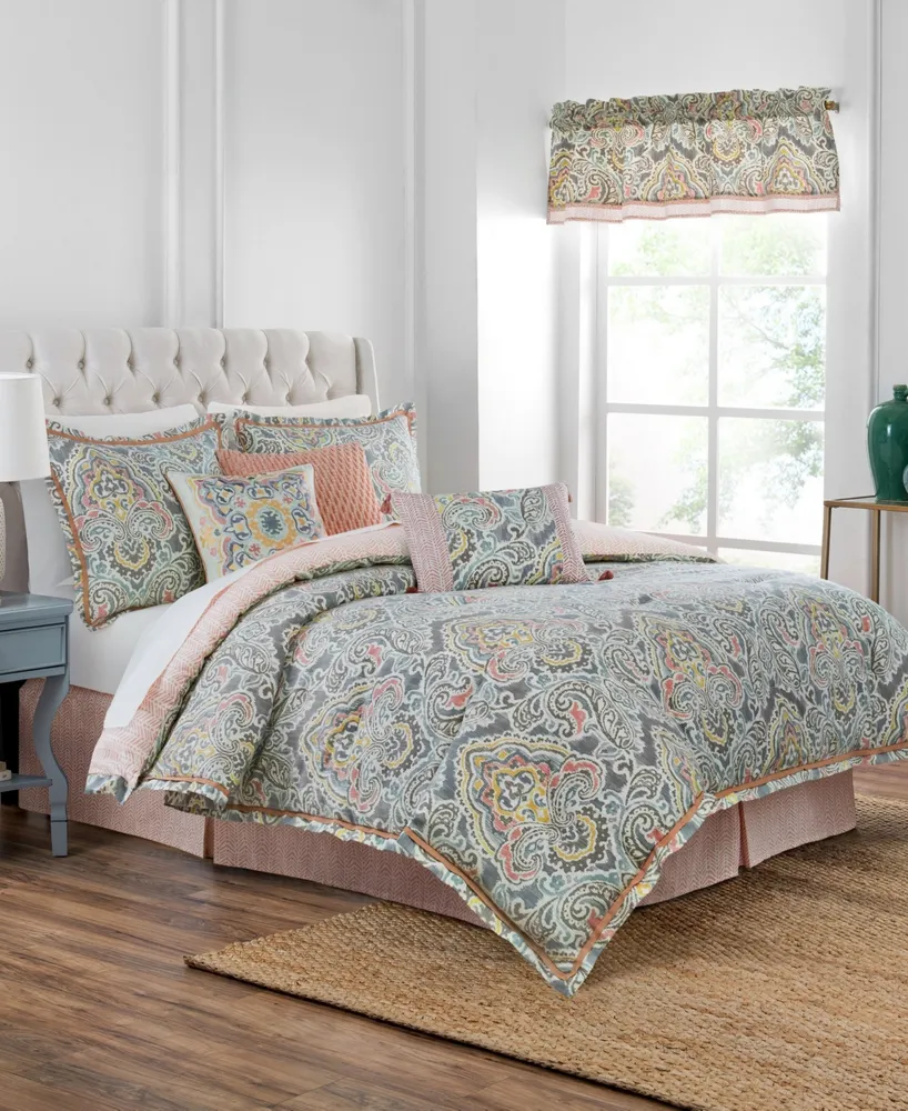 Laura Ashley Wisteria Faux Velour 3 Piece Comforter Set, King