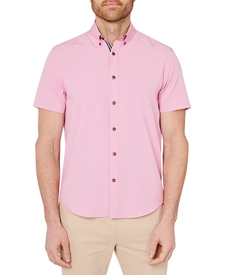 Society of Threads Men's Regular Fit Non-Iron Performance Stretch Solid Button-Down Shirt