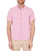 Society of Threads Men's Regular Fit Non-Iron Performance Stretch Solid Button-Down Shirt
