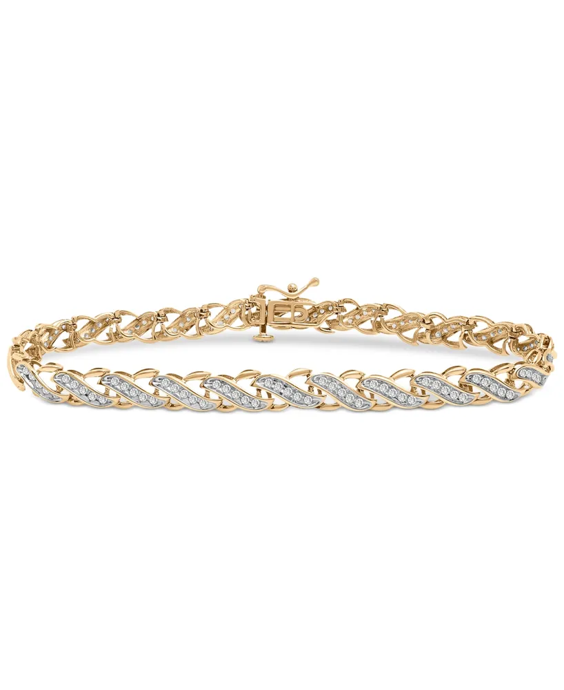 Wrapped in Love Diamond Diagonal Link Bracelet (1 ct. t.w.) in 10k Gold, Created for Macy's