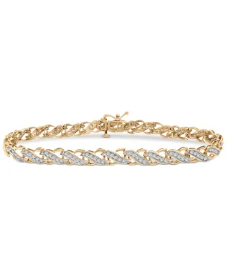 Wrapped in Love Diamond Diagonal Link Bracelet (1 ct. t.w.) in 10k Gold, Created for Macy's