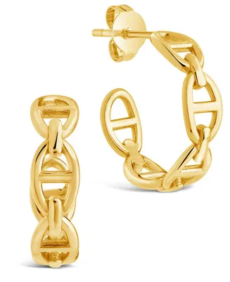 Anchor Chain Hoop Earrings - Gold