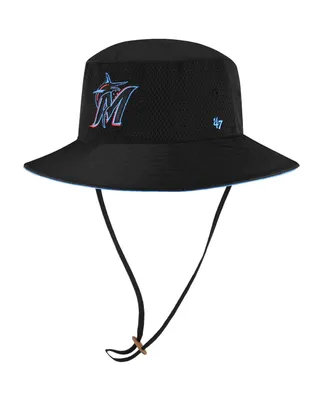 Men's Black Miami Marlins Panama Pail Bucket Hat