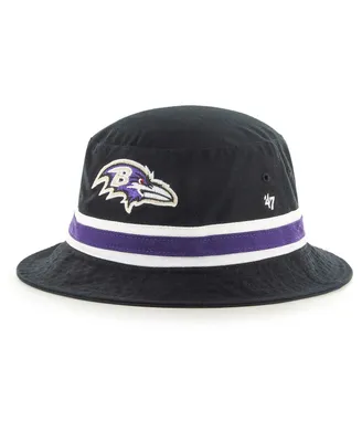 Men's Black Baltimore Ravens Striped Bucket Hat