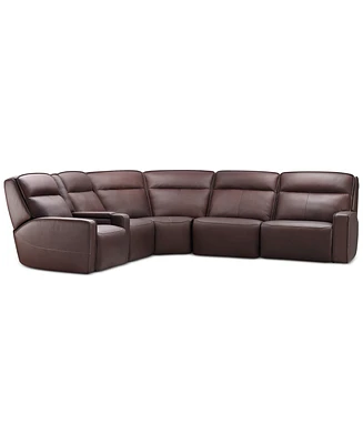 Closeout! Dextan Leather -Pc. Sectional with Power Recliners and 1 Usb Console