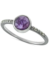 Giani Bernini Amethyst (5/8 ct. t.w.) & Cubic Zirconia Bezel Ring Sterling Silver, (Also Labradorite), Created for Macy's