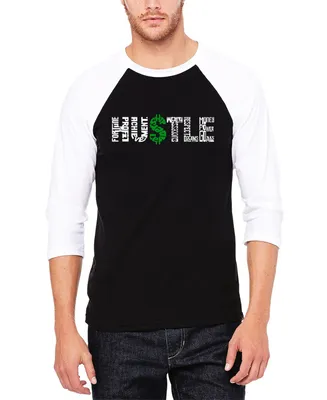 Men's Raglan Baseball Word Art Hustle T-shirt