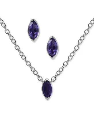 2-Pc. Set Blue Topaz Marquise Pendant Necklace & Matching Stud Earrings (3/8 ct. t.w.) Sterling Silver (Also Mystic Amethyst)