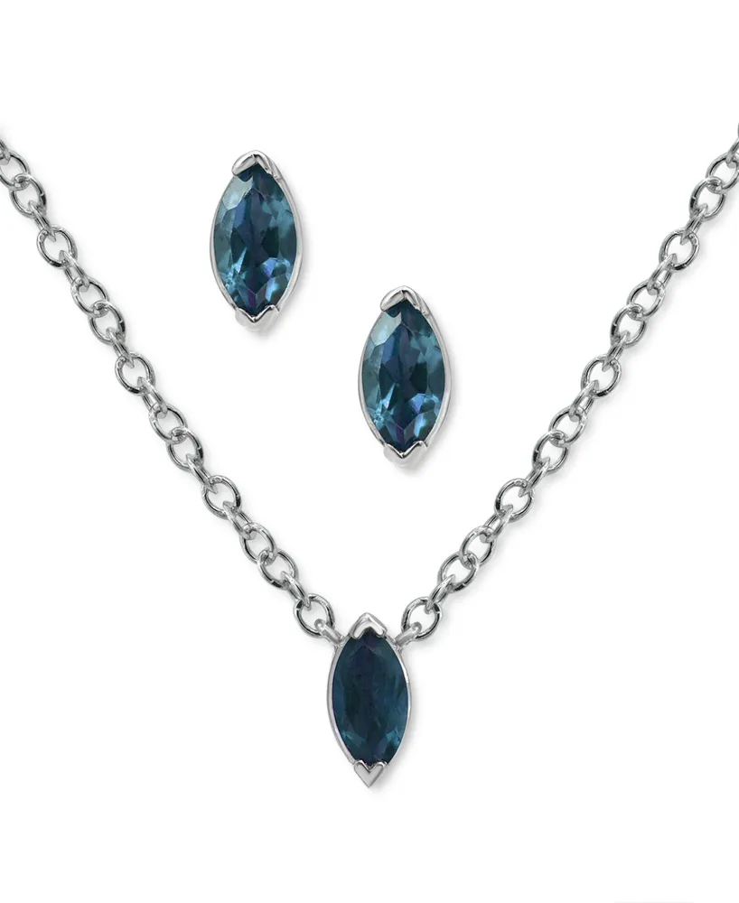 2-Pc. Set Blue Topaz Marquise Pendant Necklace & Matching Stud Earrings (3/8 ct. t.w.) in Sterling Silver (Also in Mystic Topaz & Amethyst)