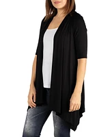 24seven Comfort Apparel Loose Fit Open Front with Half Sleeve Cardigan