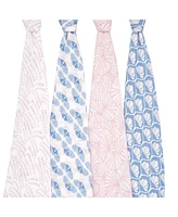 aden by aden + anais Baby Girls Deco Swaddle Blankets, Pack of 4