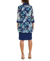 R & M Richards Women's 2-Pc. Printed Jacquard Jacket Necklace Dress