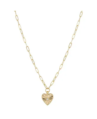 Unwritten 14K Gold Flash Plated Cubic Zirconia Heart Pendant Necklace - Gold