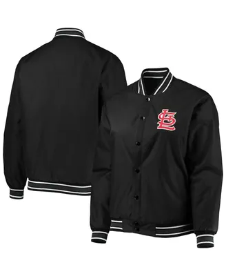 Women's Jh Design Black St. Louis Cardinals Plus Poly Twill Full-Snap Jacket