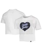 Big Girls New Era White Colorado Rockies Flip Sequin Heart Crop Top