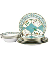 Noritake Lodi's Morning Dinner Set, 12 Piece - White, Blue, Gold