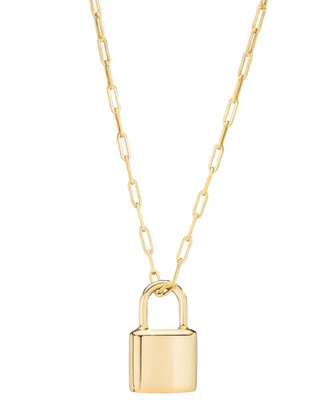 Padlock Paperclip 18" Pendant Necklace in 10k Gold
