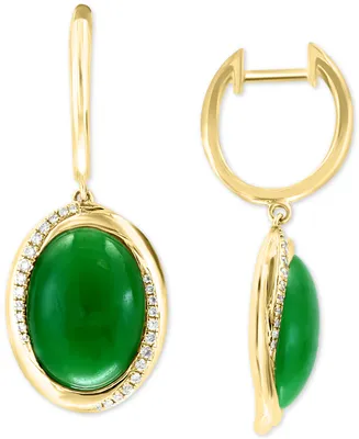 Effy Dyed Jade & Diamond (1/5 ct. t.w.) Dangle Hoop Earrings in 14k Gold