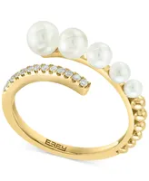 Effy Cultured Freshwater Pearl (2-1/2 - 4-1/2mm) & Diamond (1/10 ct. t.w.) Bypass Ring in 14k Gold