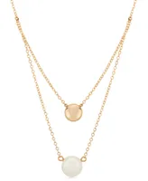 Cultured Freshwater Pearl (9mm) & Polished Bead 20" Layered Necklace in 14k Gold