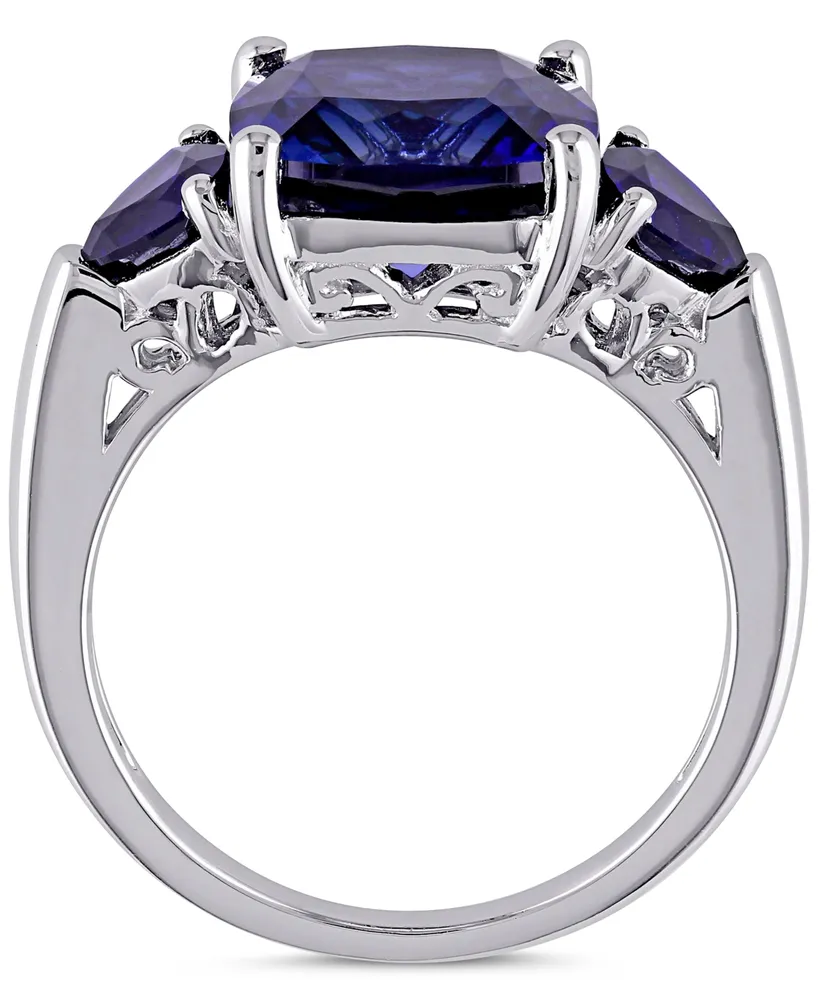 Lab-Grown Sapphire Three Stone Ring (7-1/10 ct. t.w.) Sterling Silver