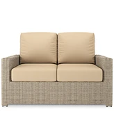 Sydney Woven Outdoor Loveseat with Sunbrella Spectrum Sand Cushions