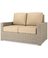 Sydney Woven Outdoor Loveseat with Sunbrella Spectrum Sand Cushions