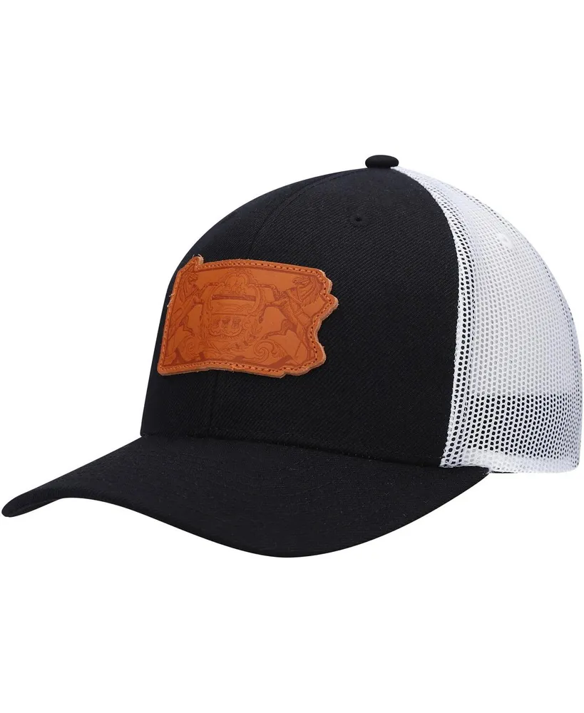 Men's Local Crowns Black Pennsylvania Leather State Applique Trucker Snapback Hat