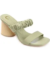 Journee Collection Women's Fayth Ruched Block Heel Sandals