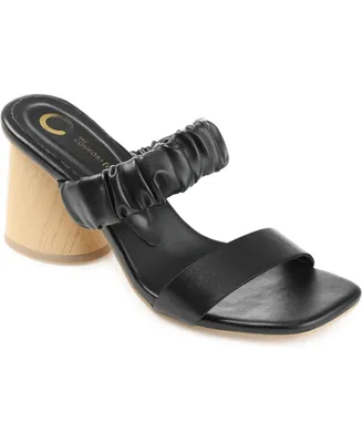 Journee Collection Women's Fayth Ruched Block Heel Sandals