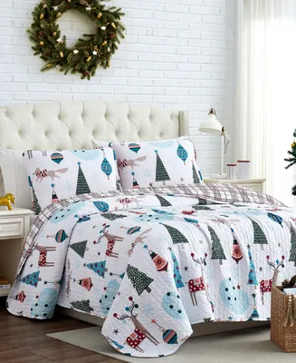 Southshore Fine Linens Winter Wonderland Oversized Reversible 3 Piece Quilt Set, Twin/Twin Xl