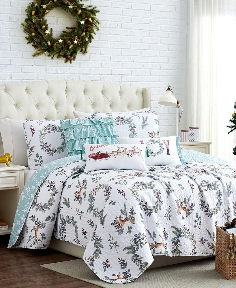 Southshore Fine Linens Happy Holidays Oversized Reversible 6-Pc. Quilt Set, King/California King