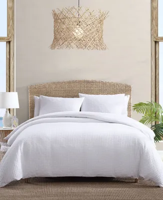 Closeout! Tommy Bahama Home Basketweave Solid Cotton and Polyster fill 4 Piece Comforter Set, King