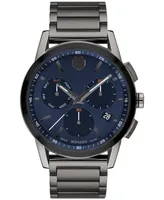 Movado Men's Swiss Chronograph Museum Sport Gray Pvd Stainless Steel Bracelet Watch 43mm