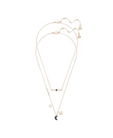 Swarovski Symbolic 2-Pieces Moon and Star Rose Gold Tone Plated Necklace