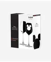 JoyJolt Disney Luxury Mickey Mouse Crystal 16 oz Stemmed White Wine Glass, Set of 2