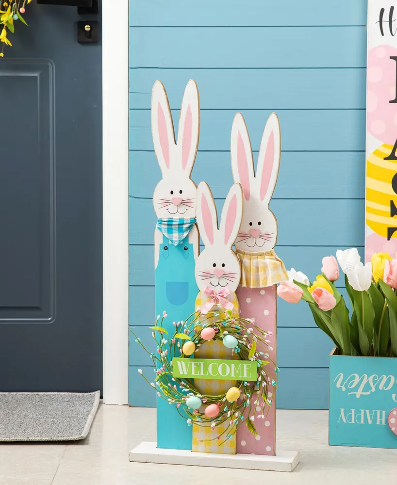 Glitzhome 30"H Easter Wooden Bunny Family Standing Decor