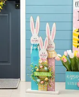 Glitzhome 30"H Easter Wooden Bunny Family Standing Decor